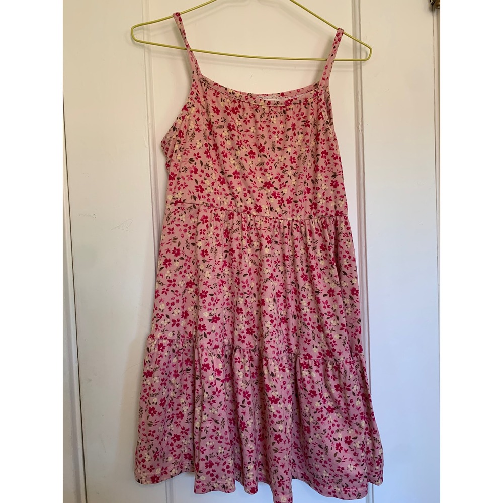 btween Girls Pink Floral Tiered Sundress Size 10 Sleeveless Summer Dress
